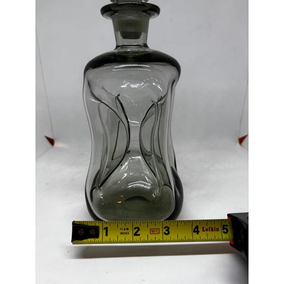 Danish Vintage Holmegaard Smokey Gray Gradient Glass Decanter With Crown Stopper - Picture 9 of 9